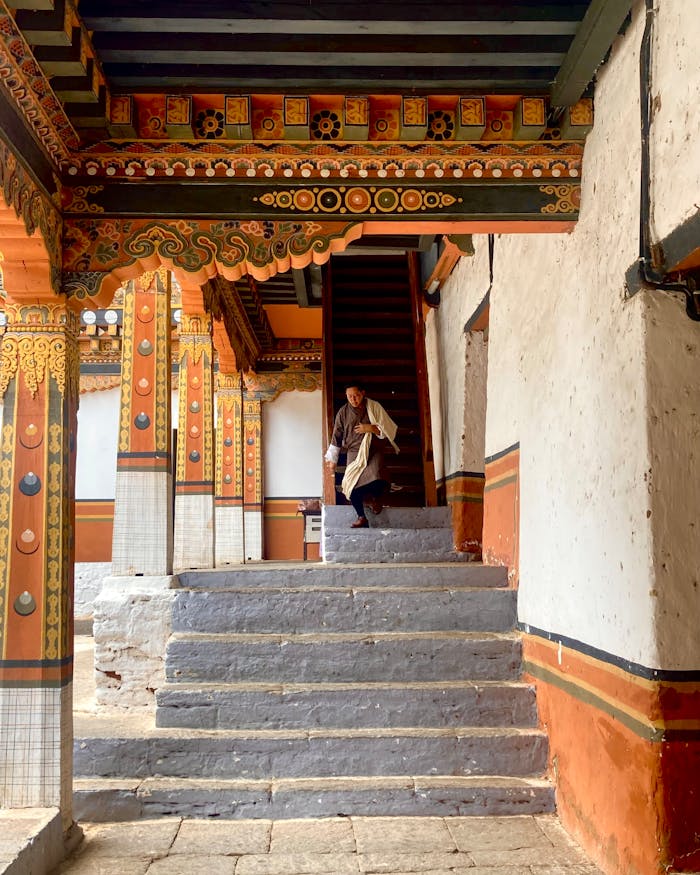 Explore the intricate beauty of Bhutanese architecture with vibrant colors and detailed embellishments.